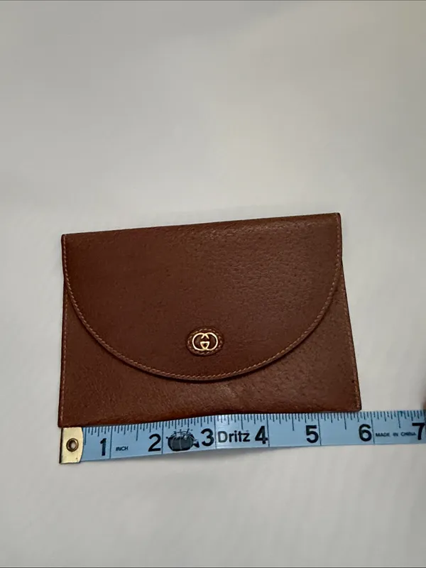 Gucci Vintage Accessory Collection Leather Envelope Pouch with Gold Logo - Image 8