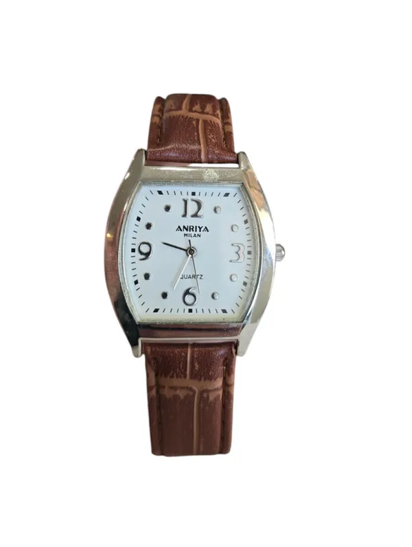 Anriya Milan Mens Womens Matching Watch Set Brown Leather Bands Vintage - Image 15