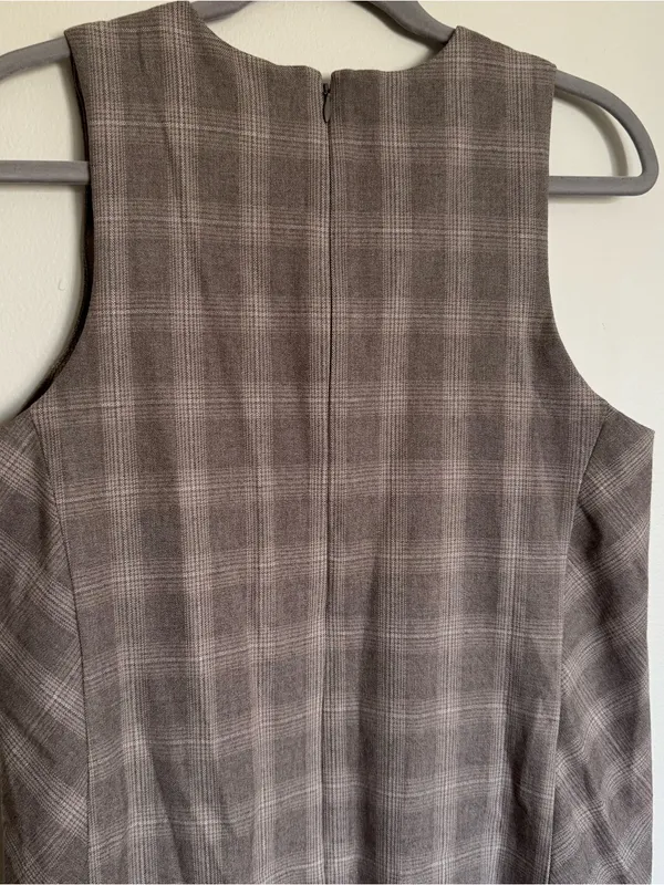 NWT Banana Republic Plaid Shift Mini Sleeveless Dress Brown Tan Women’s Size 6 - Image 8