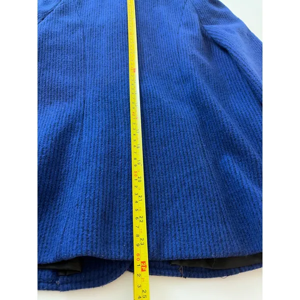 Freddi-Gail Vintage Royal Blue Chevron Wool Puff Sleeve Peacoat Preppy Academia - Image 7