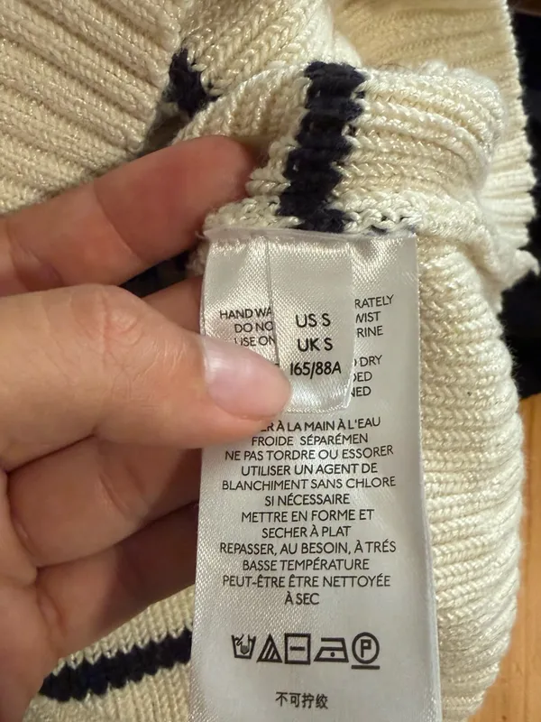 Maeve Cream and Black Striped mock neck Sleeveless Knit Vest - Image 5