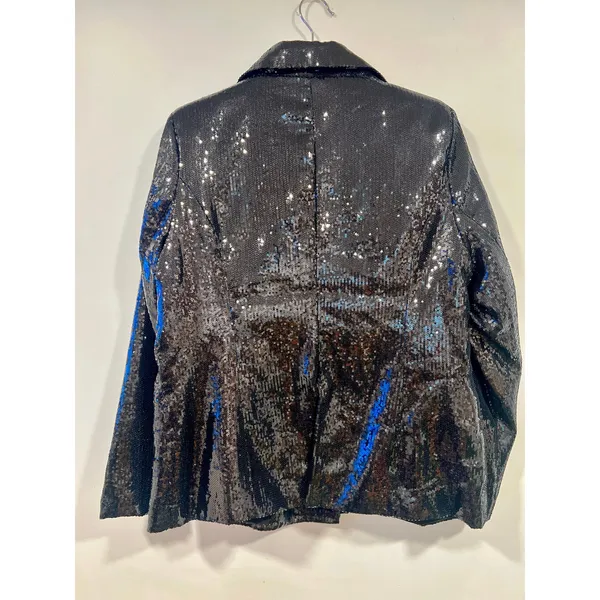 Forever 21 Black Sequin Blazer Disco Glam Oversized 14/16 - Image 5