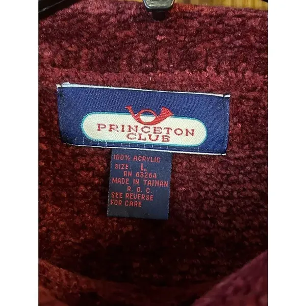 VINTAGE Princeton Club Maroon Pullover Sweater Size Large (8745) - Image 2