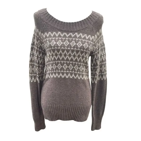 Royal Robbins Women’s Medium Fair Isle Knit Sweater Light Brown Yak Wool Blend - Image 2