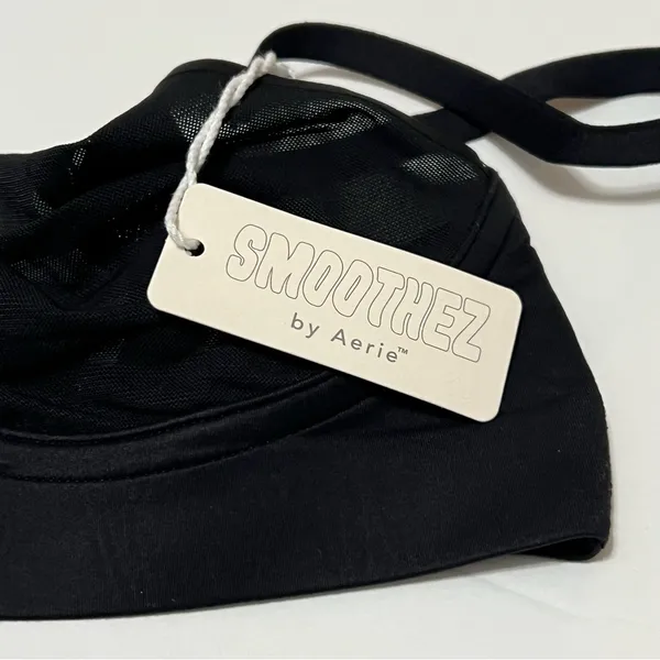 Aerie SMOOTHEZ Mesh Bralette True Black Unlined Wireless Size S New - Image 8