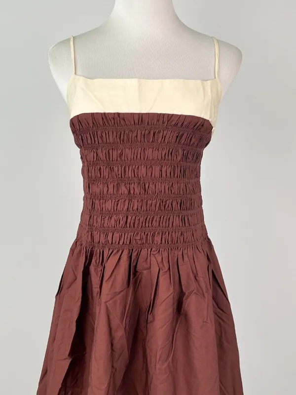 NWOT Farm Rio Cotton Sleeveless Midi Dress Brown and Ivory Sz S - Image 6
