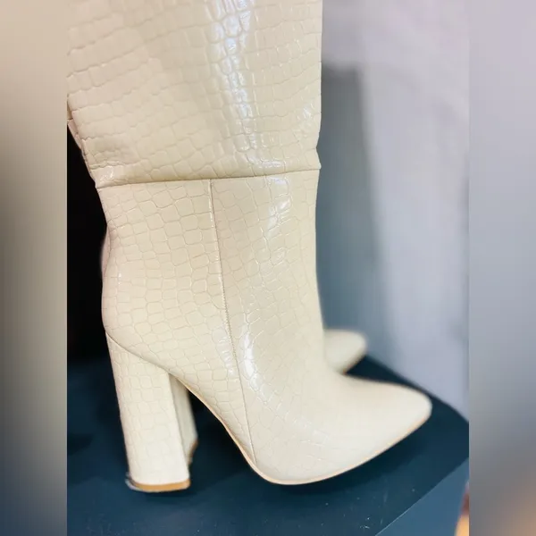 Nasty gal Faux Leather Croc Knee High Pointed Boots women’s boots size 37(6)US - Image 11