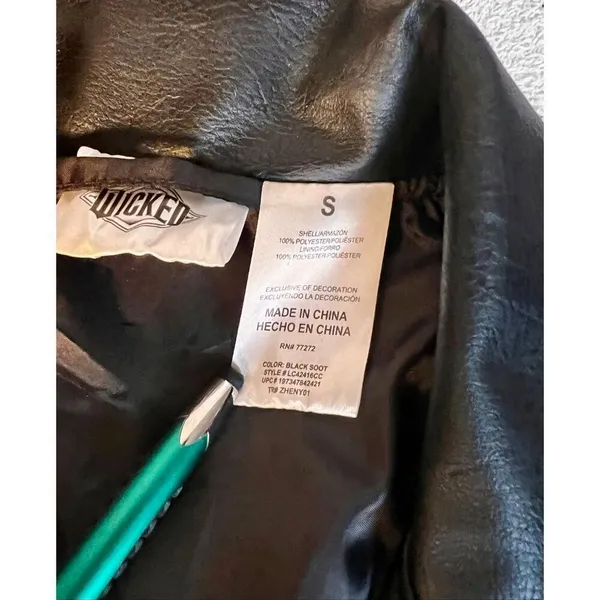 Wicked Glinda Alphaba Faux Leather Moto Jacket Size Small - Image 8