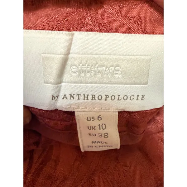 Anthropologie Ett:twa Jacquard Tie Waist Crop‎ Ankle Pants Dusty Rose 6 - Image 6