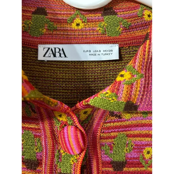 Zara Women's‎ S Knit Jacquard Polo Sweater Button Down Cardigan - Image 3