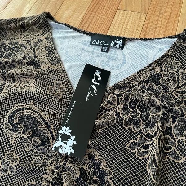 CSC Studio Top Womens 2X Brown Floral Long Sleeve Artsy Boho Romantic Vintage - Image 3