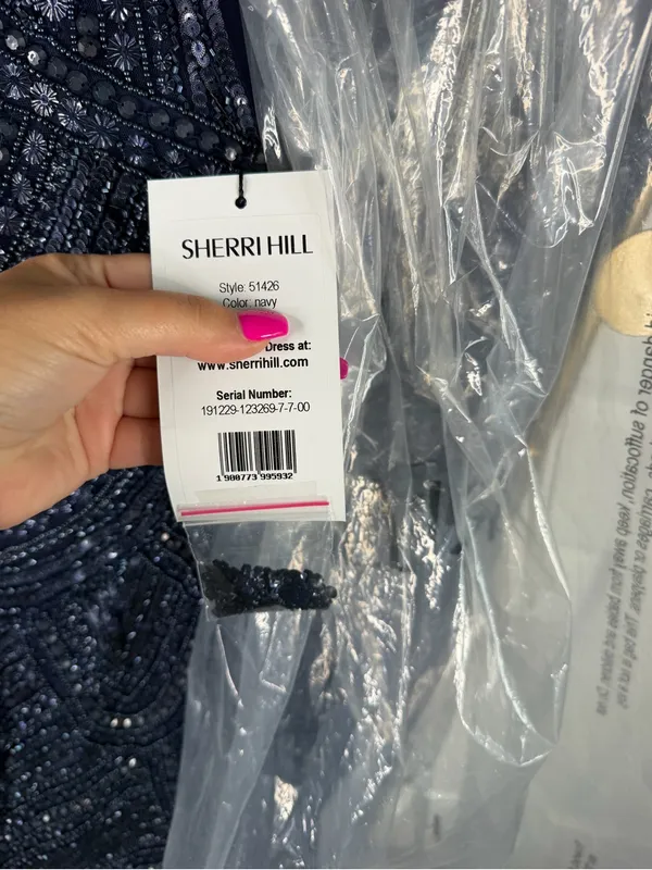 Sherri Hill 51426 Size 4 NWT Navy Beaded Mermaid Evening Gown Formal Prom Dress - Image 10