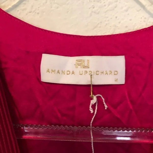 Amanda Uprichard Silk Dress Pleated Fit and Flare Pink Medium New - Image 4
