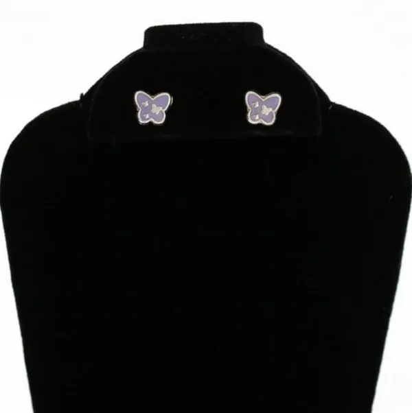 925 Sterling Silver Purple Butterfly Earring Studs - Image 4