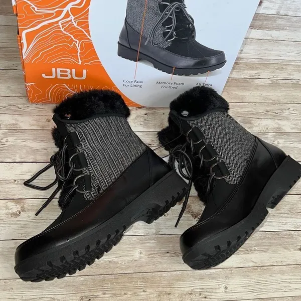 JBU Women’s Boots Size 6‎ Black Memory Foam Waterproof Warm Winter Faux Fur NWT - Image 10