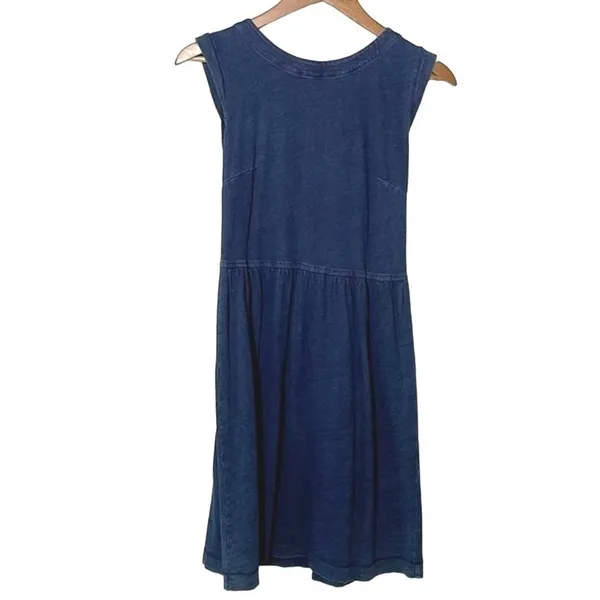 LOFT Denim Look Sleeveless Dress Blue Zip Back Lightweight Size 0 - Image 2