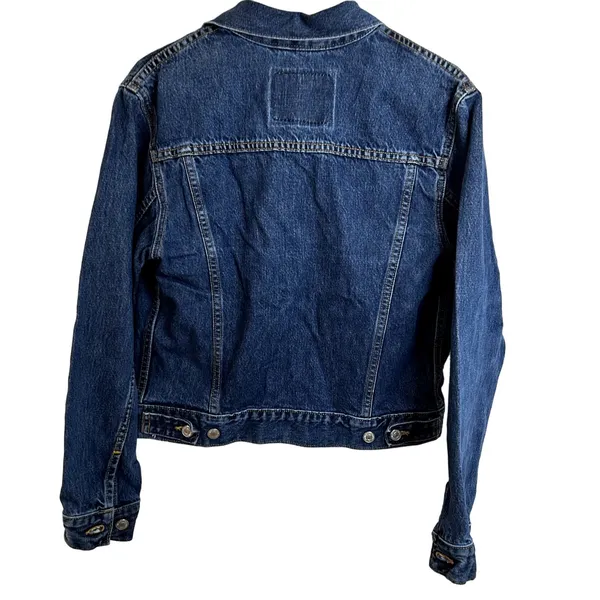 Women’s Vtg Levi's 77715-4837 ICONIC Dark Wash Denim TRUCKER Jean Jacket Sz M - Image 2