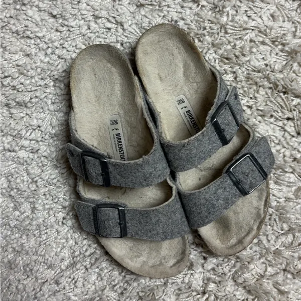Birkenstock Arizona Rivet Wool Shearling Sandals - Image 4