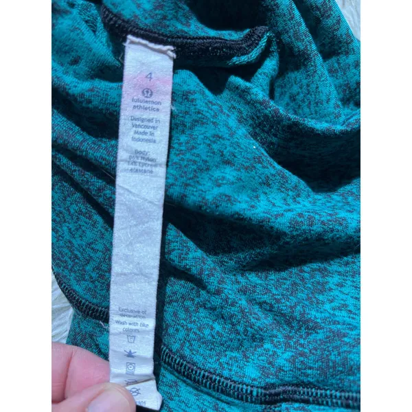 Lululemon High Rise Leggings Teal Black Space Dye Heathered Size 4 Yoga Pants‎ - Image 4