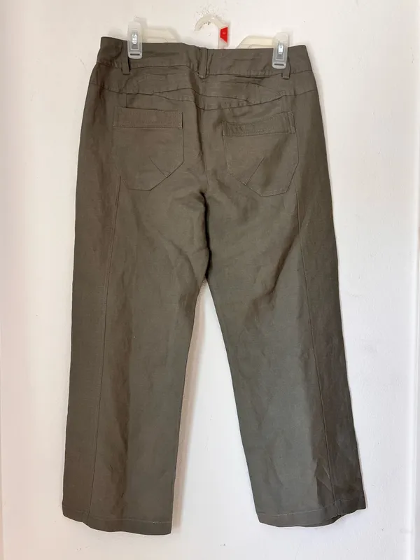 Sandro Gray Linen Blend Straight Leg Trousers Women's Size 8P Petite Lightweight - Image 2