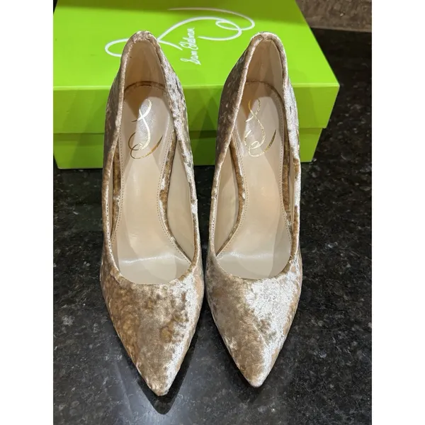 Sam Edelman Hazel pointed-toe pumps shimmering Prosecco crushed velvet Size 8.5 - Image 6