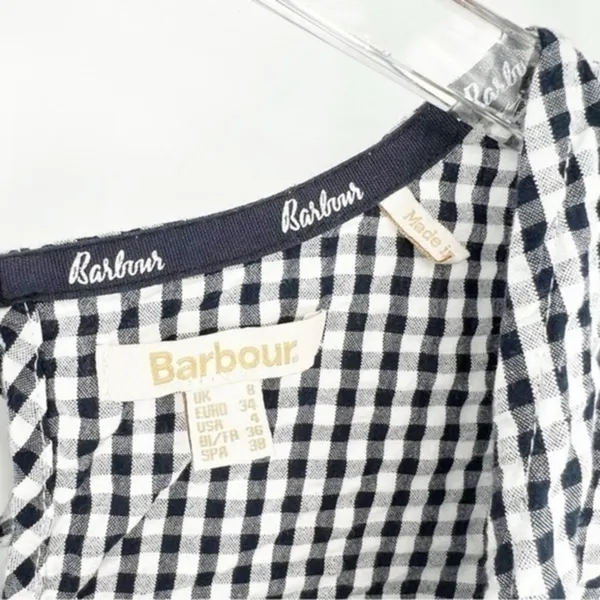 Barbour Thistle Ruffle Sleeve Gingham Top Women's Size‎ 4 Coastal Chic - Image 5