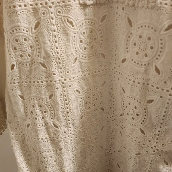 646 Main white eyelet embroidered short sleeve top tunic large 100% cotton - Image 8
