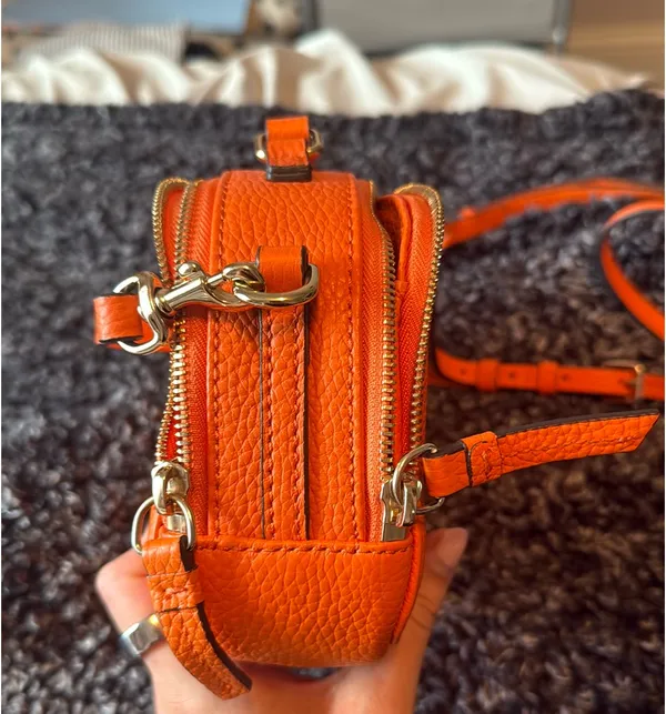 Dooney & Bourke Pebbled Leather Crossbody Bag Orange - Image 6