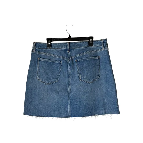 Old Navy Denim Mini Skirt Women 16 Blue Distressed Raw Hem Cotton Jean A Line - Image 2