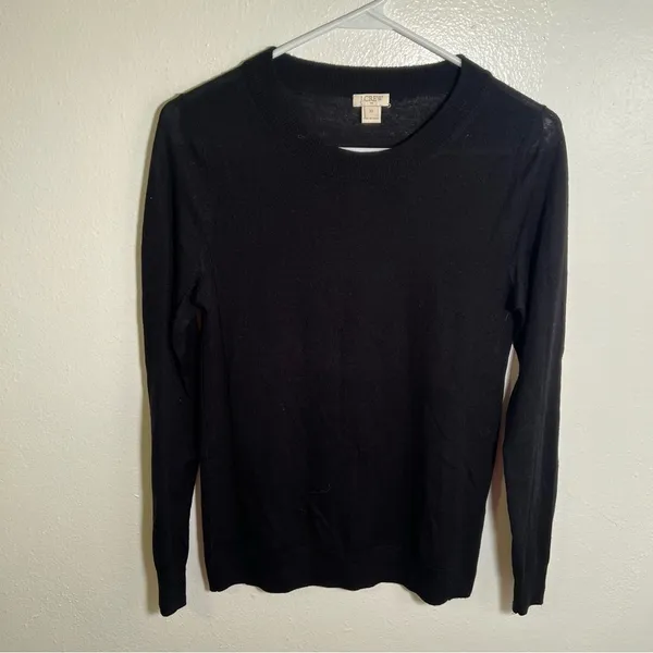 J. Crew Factory Women's Size XS Sawyer‎ Sweater Crewneck Black Merino Wool E0022 - Image 3