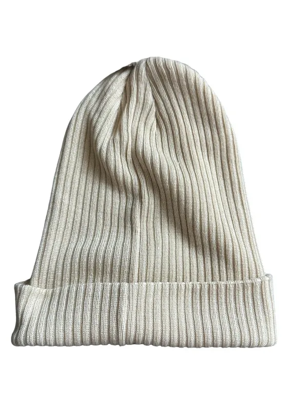 ADIDAS Womens Beige Neutral Ribbed Beanie Winter Hat OS NEW with tags - Image 3