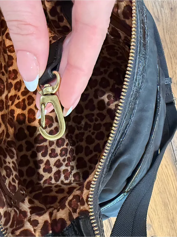Y2K Brighton Black Crossbody Bag with Gold Hardware and leather/ leopard design - Image 13