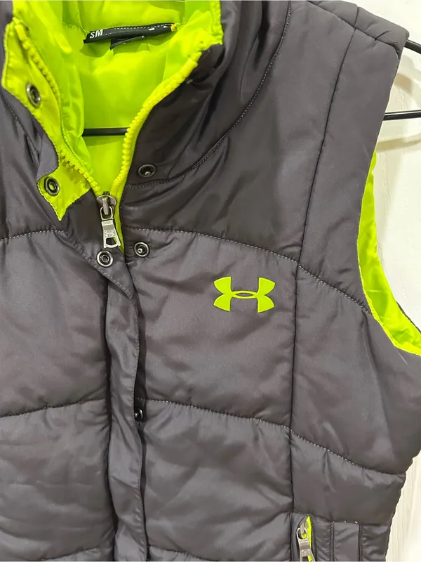 Under Armour Black & Neon Green Quilted Vest - Image 2