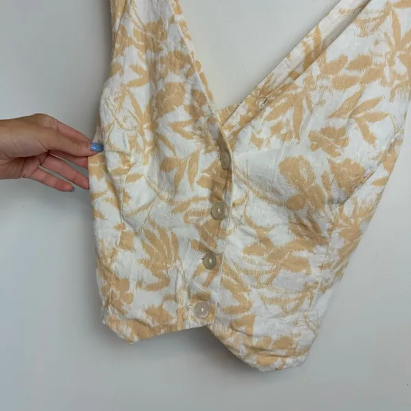 Abercrombie & Fitch Linen Blend Top Vest Sz Medium Floral Print - Image 11