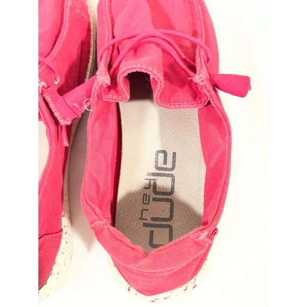Hey Dude Wendy Canvas Slip On Loafer Shoes Women Coral Pink 7 Beach Costal Comfy - Image 7