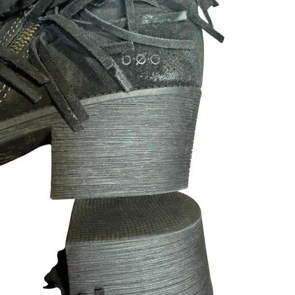 B.o.c Booties Womens Size 7 Black Suede Fringe Ankle Zip Block‎ Heel Casual - Image 7