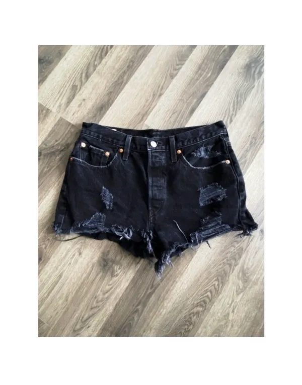 Levi’s 501 Black Denim Shorts Cut-Off - Image 4