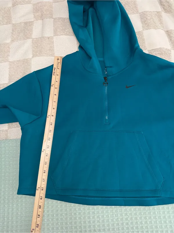 Nike Womens Dri-FIT Performance Half Zip Hoodie Teal Blue Small - Image 3
