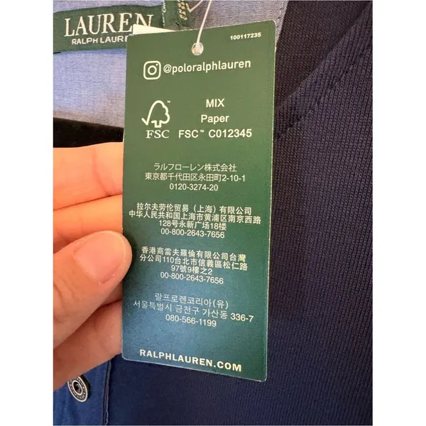 Lauren Ralph Lauren Navy Henley Tee Shirt Small NWT - Image 5