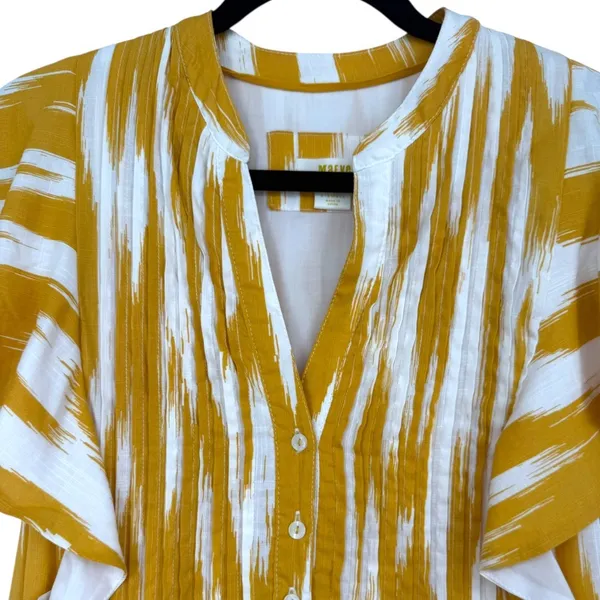 Anthropologie Maeve Cassandra Pintuck Flutter Sleeve Maxi Dress Yellow Size‎ XS - Image 6