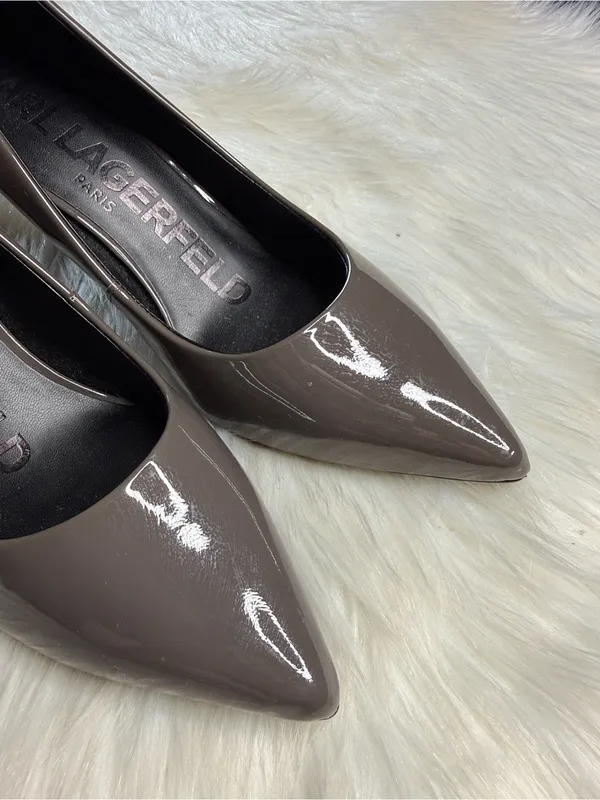 Karl Lagerfeld Paris Royale Patent Leather Anthracite Gray Heels - Image 5
