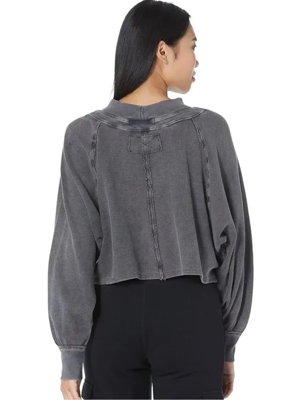 Free People Fun Times Turtle Thermal Pullover Black XS - Image 2