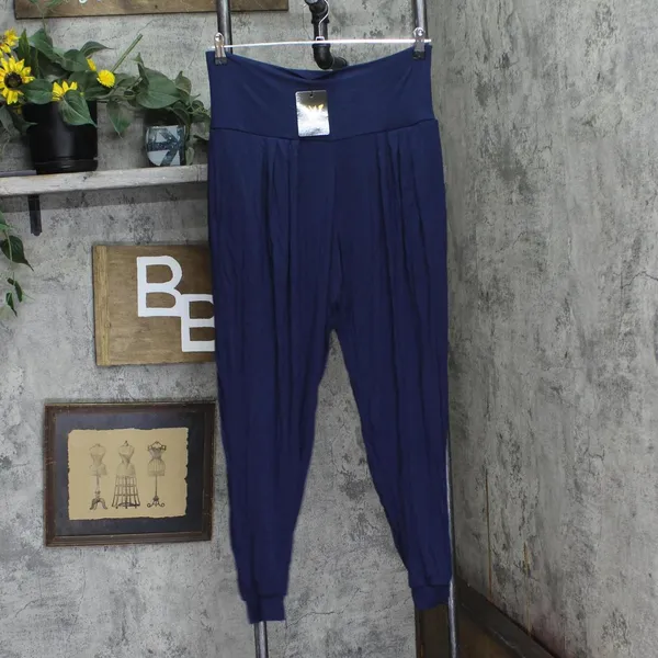 NWT White Mark Womens Plus Knit Pull On Jogger Pants PS560-NAVY1XL Navy Blue 1X - Image 4