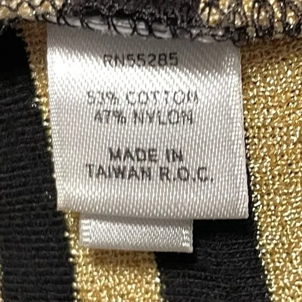 Express‎ Womens Striped Long Sleeve Crew Neck Top Gold Metallic Black Size M - Image 6