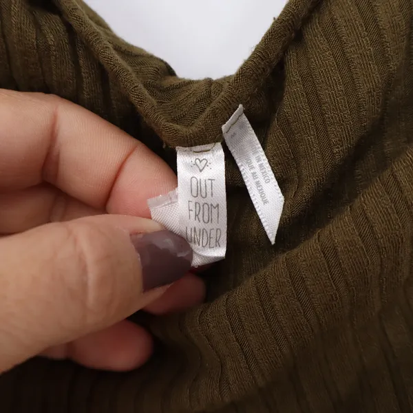 Out From Under Bodysuit Womens M Ribbed Knit Olive Green Low Back Excellent - Image 2