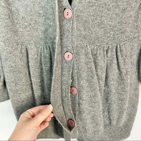 Aqua Y2K Gray Knit‎ Babydoll Button Down Cardigan Sweater XS - Image 3