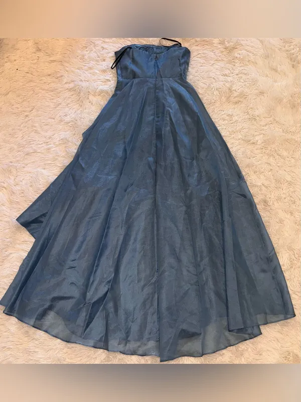 NEW Donna Karan New York Ruched Strapless Organza indigo blue Gown Sz 2 - Image 8