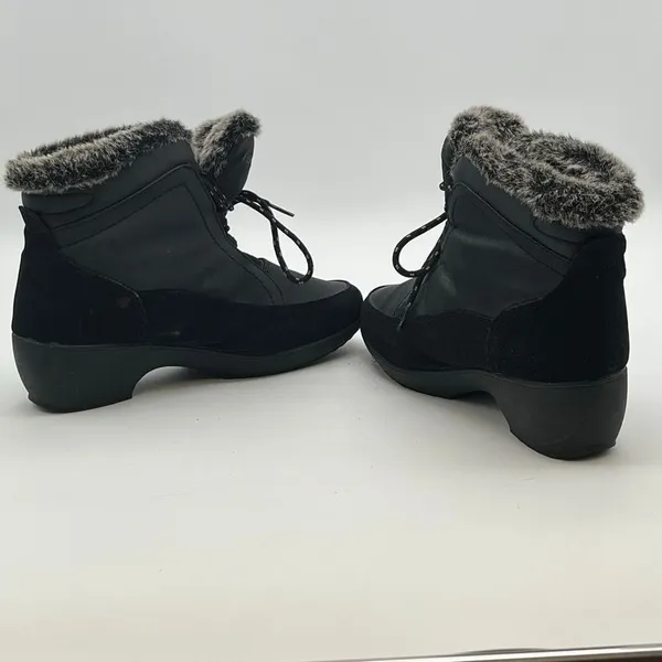 WEATHERPROOF Boots Women's Size 9 Black Linda Faux Fur Lace Up Snow Winter Shoes - Image 7