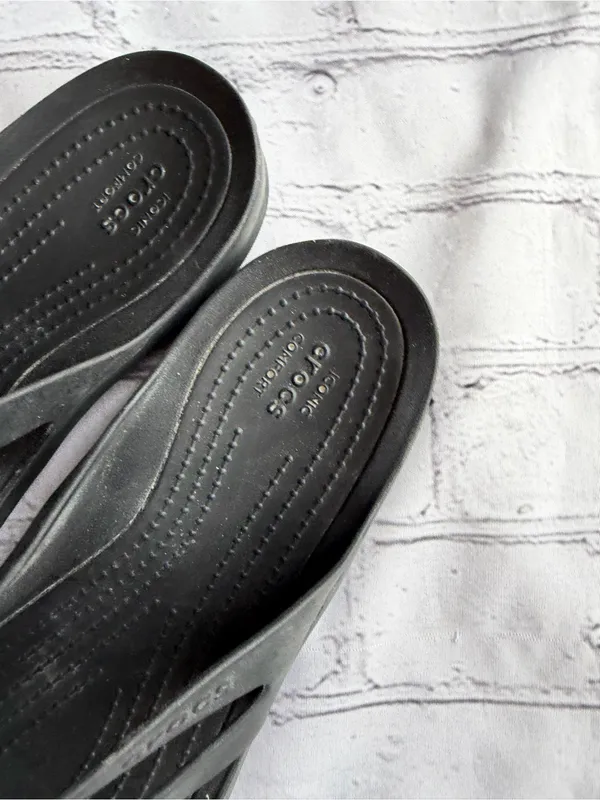 Crocs Swiftwater Women's Sandal Black Strappy Slide 8 Comfort Casual Shoes - Image 3