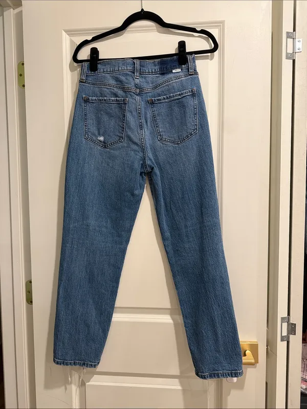Daze Straight Up High Rise Straight Leg Distressed Hem Jeans - Image 3